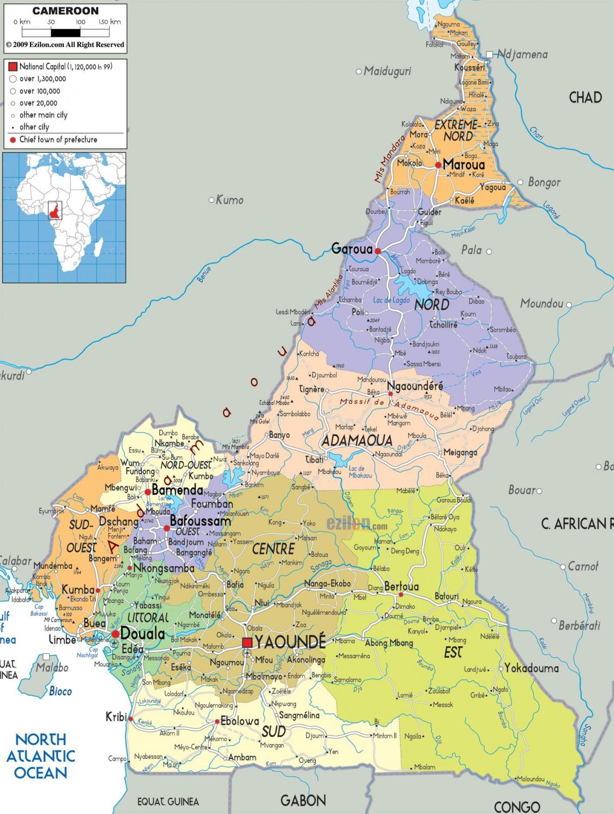 کامرون نقشه مناطق